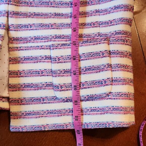 NEW Talbots Pastel Preppy Single Breasted Blazer Size 6 Pink Blue Cream Stripes - Picture 6 of 11